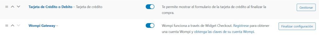 opciones de pago plugin wompi WooCommerce