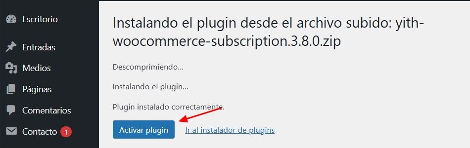 activacion plugin yith woocommerce subscription