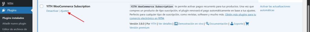 ajustes plugin yith woocommerce subscription